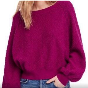 Free People Found My Friend Boucle Pink Magenta Sweater Top Oversized
